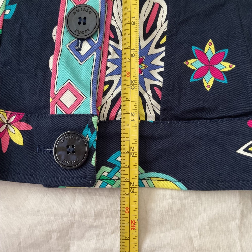 Emilio Pucci Saks Jandel Vintage Navy Psychedelic Floral Jacket Italy Size 12/46 - Picture 13 of 15